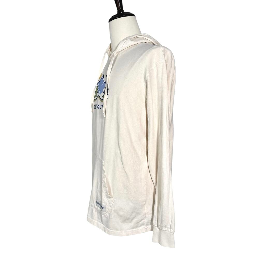 Life Is Good | “Get Out” Putty Shade Outdoor Lightweight Cotton Hoodie | Large - Picture 4 of 13